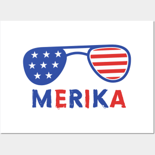 Merika 4th of July Patriotic American Flag Posters and Art